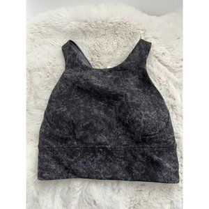 Lululemon Wonder Train Long Line Bra Size 4 Black Purple Excellent With Size Tag